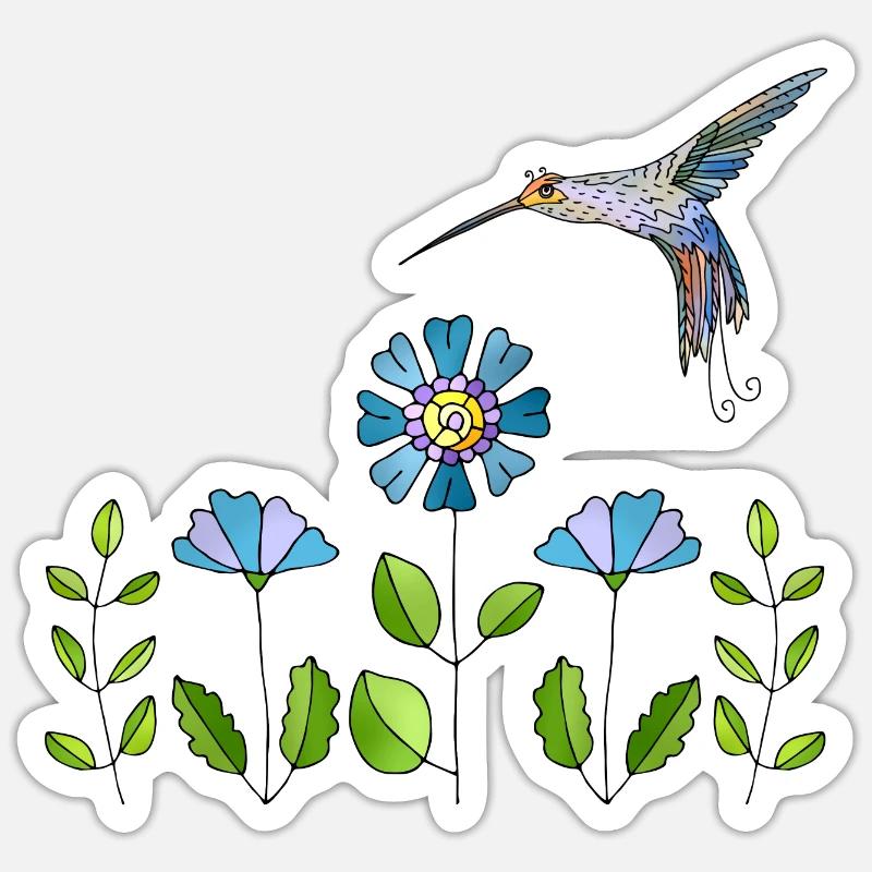 Oiseau coloré - Sticker taille S (10 x 10 cm) - blanc mat