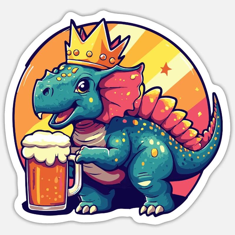 Dinosaurier triceratops Bier Comic Sticker Größe S (10 x 10 cm)