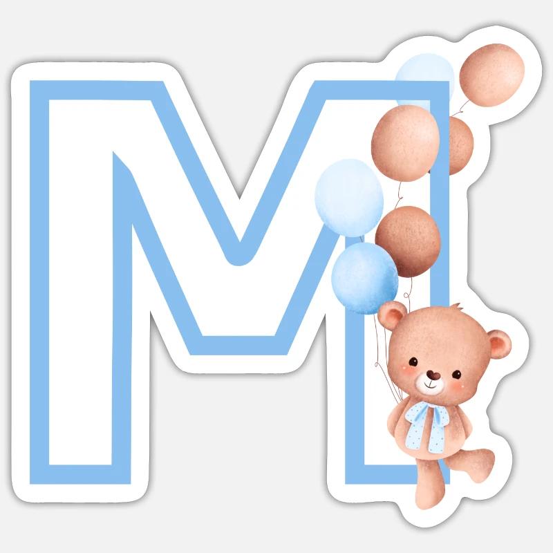 Buchstabe M Blauer Bär Sticker Größe S (10 x 10 cm)
