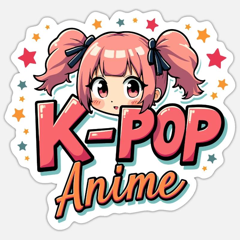 K-Pop: süßes Mädchen im Anime-Stil - Sticker Größe S (10 x 10 cm) - Mattweiß