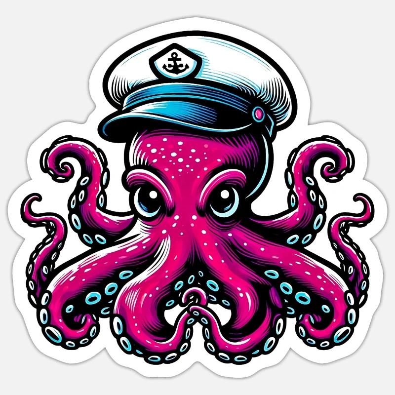 Krake - Sticker Größe S (10 x 10 cm) - Mattweiß