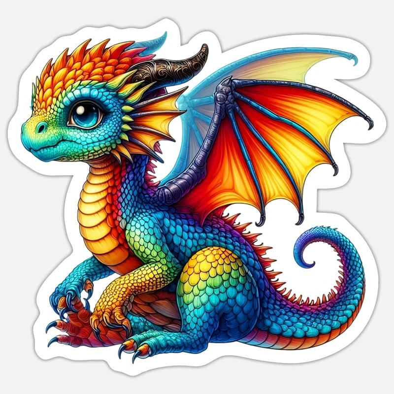 Drache - Sticker Größe S (10 x 10 cm) - Mattweiß
