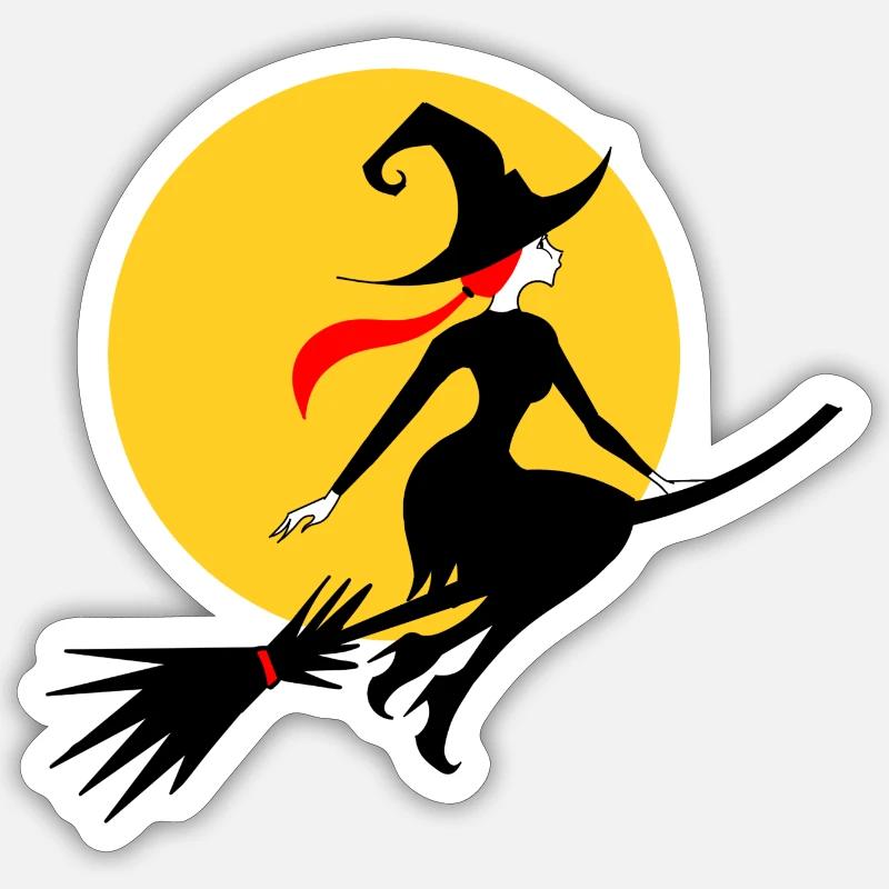 Witch and full moon Sticker size S (10 x 10 cm)