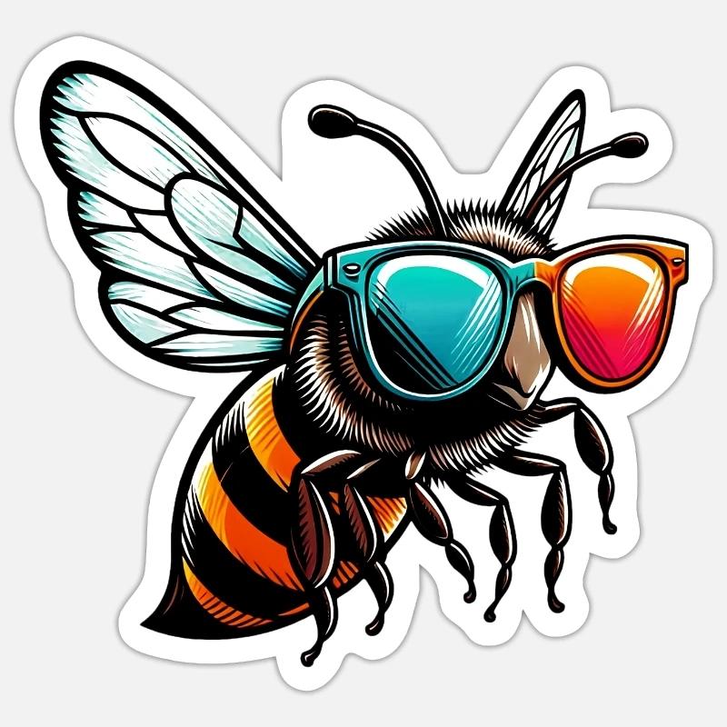 Biene - Sticker Größe S (10 x 10 cm) - Mattweiß