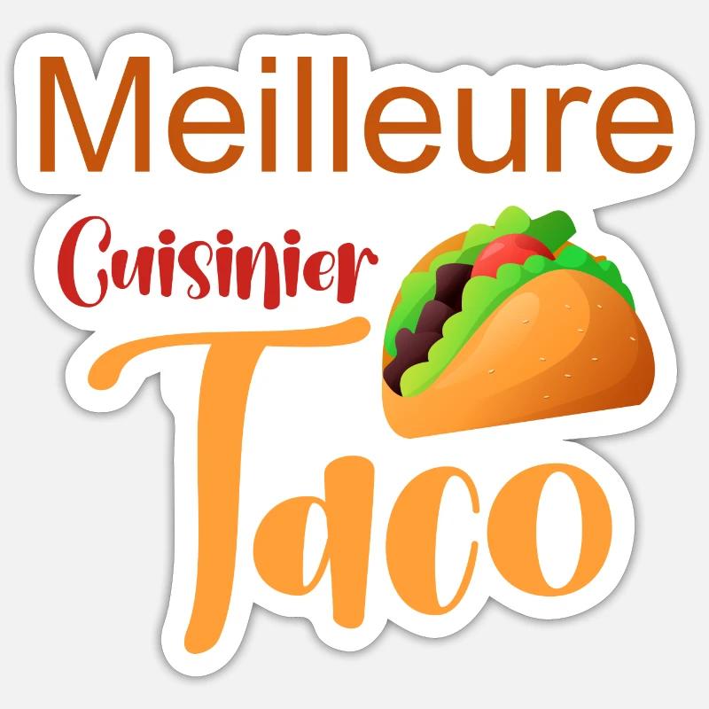 Meilleure cuisinier Taco - Sticker taille S (10 x 10 cm) - blanc mat
