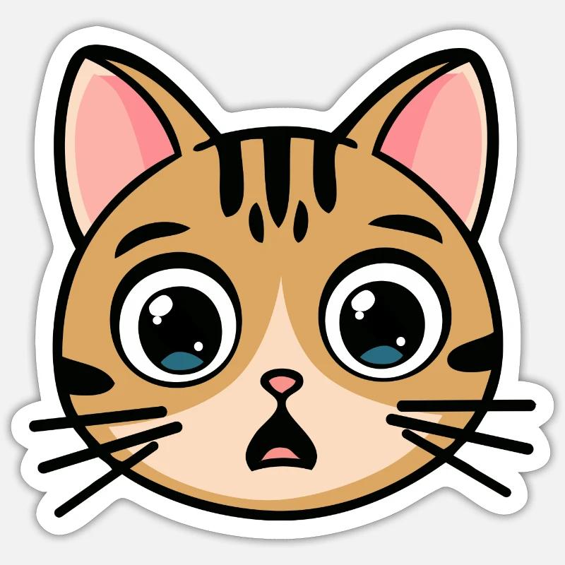 Scared cat kawaii - Sticker size S (10 x 10 cm) - white matte