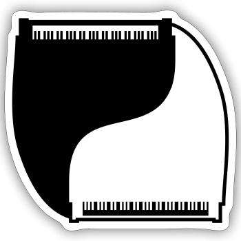 2 Yin and Yang Pianos Classical Music Instrument - Sticker size S (10 x 10 cm) - white matte - Front