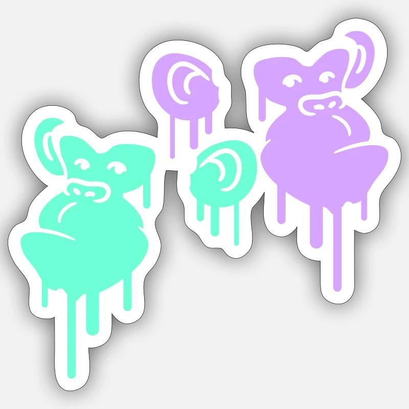 Graffiti Drop Monkey Heads Spray Faces Team Sticker size S (10 x 10 cm)
