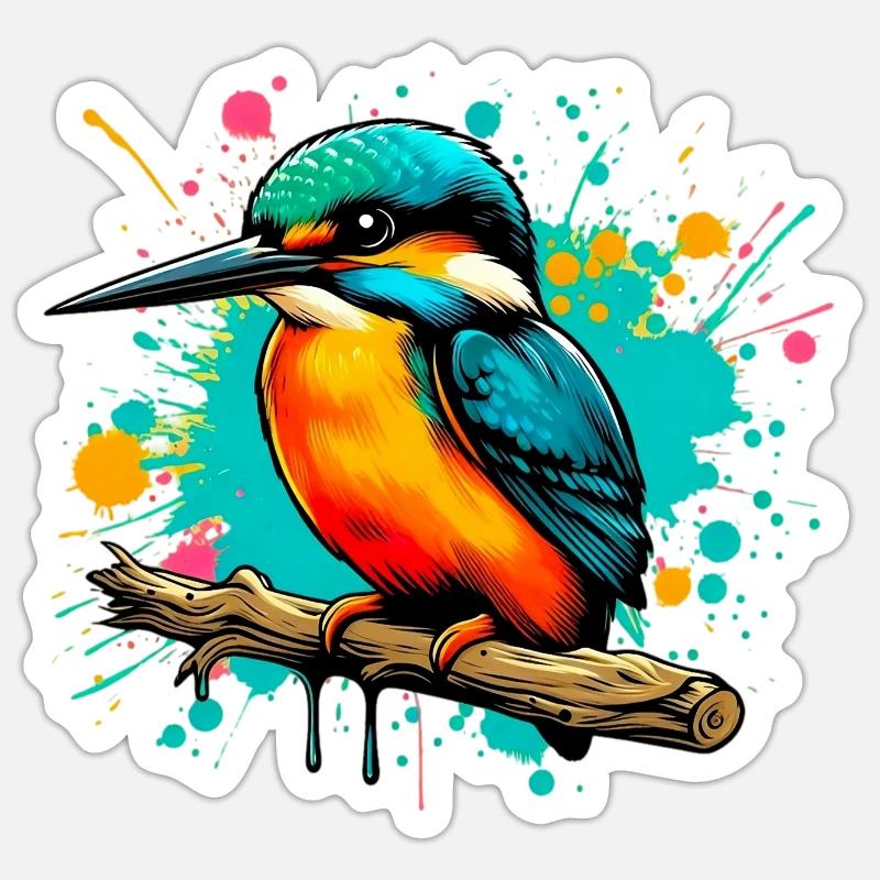 Martin-pêcheur - Sticker taille S (10 x 10 cm) - blanc mat
