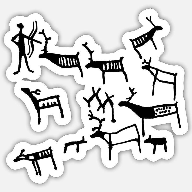 Haut pétroglyphe - Sticker taille S (10 x 10 cm) - blanc mat