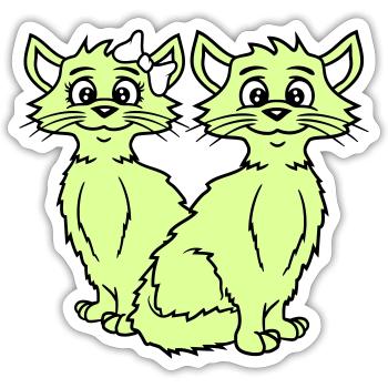 Two Cats Couple 2 Romantic Couple in Love - Sticker size S (10 x 10 cm) - white matte - Front