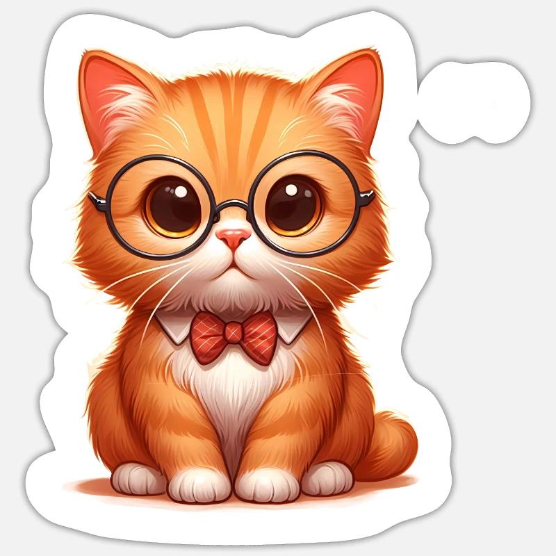 Chat Nerdy Chat Mignon Sticker taille S (10 x 10 cm)