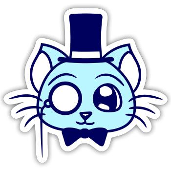 Sir Cat Gentleman Chapeau haut de forme Monocle Rich Gentleman - Sticker taille S (10 x 10 cm) - blanc mat - Devant
