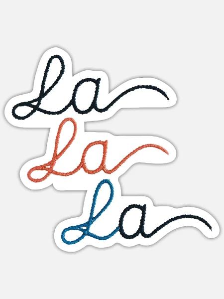 LA LA LA bestickt - Sticker Größe S (10 x 10 cm) - Mattweiß
