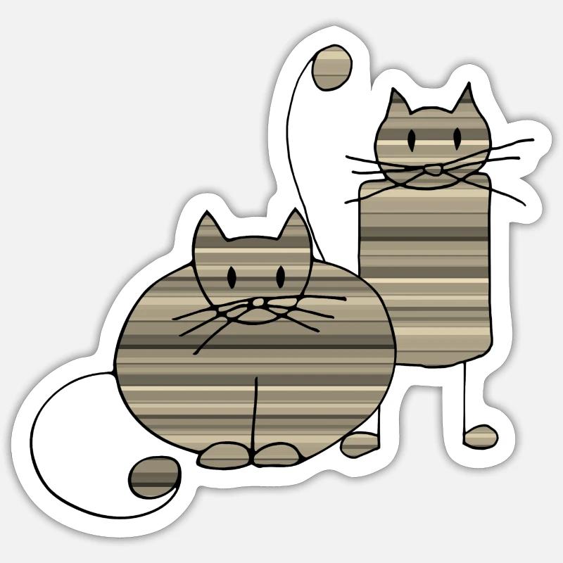 Chats - Sticker taille S (10 x 10 cm) - blanc mat