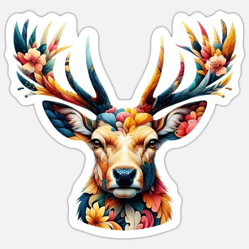 Hirsch - Sticker Größe S (10 x 10 cm) - Mattweiß