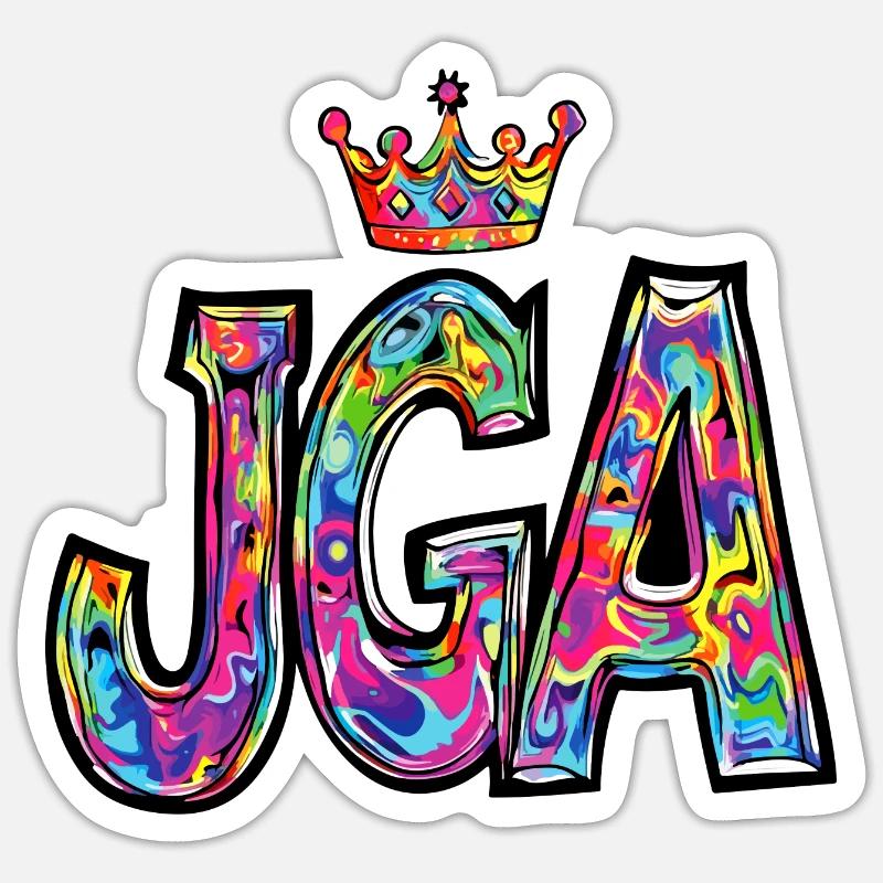 Jga Krone Junggesellenabschied - Sticker Größe S (10 x 10 cm) - Mattweiß