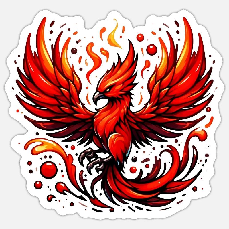 Roter Phönix - Sticker Größe S (10 x 10 cm) - Mattweiß