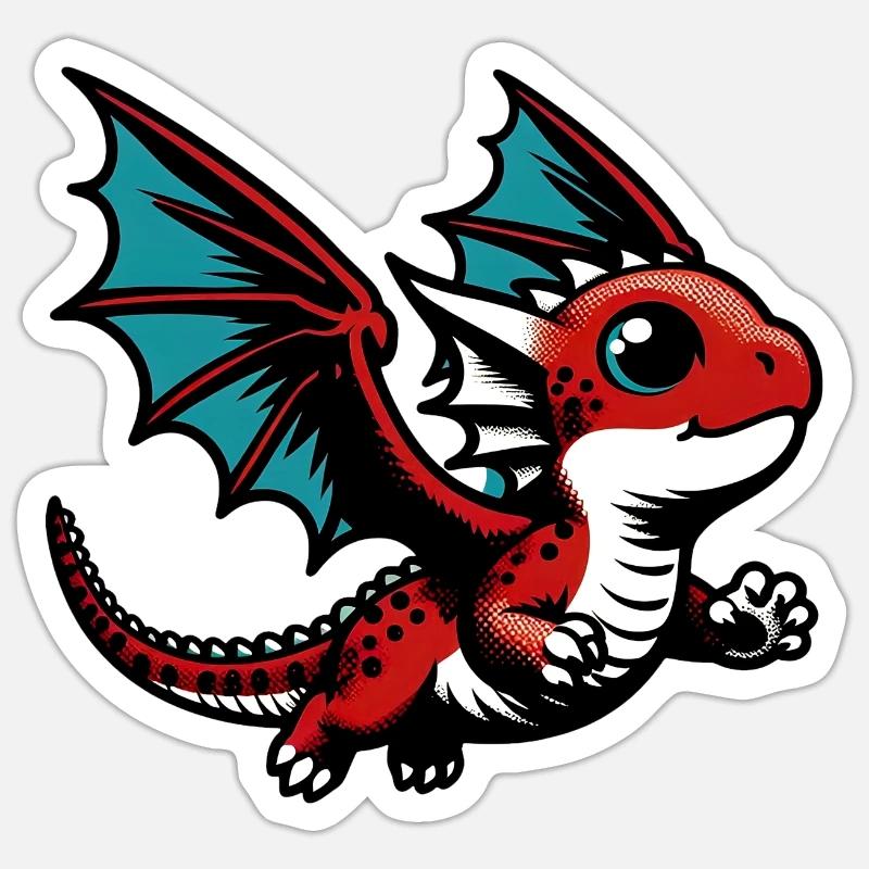 Dragon - Sticker taille S (10 x 10 cm) - blanc mat
