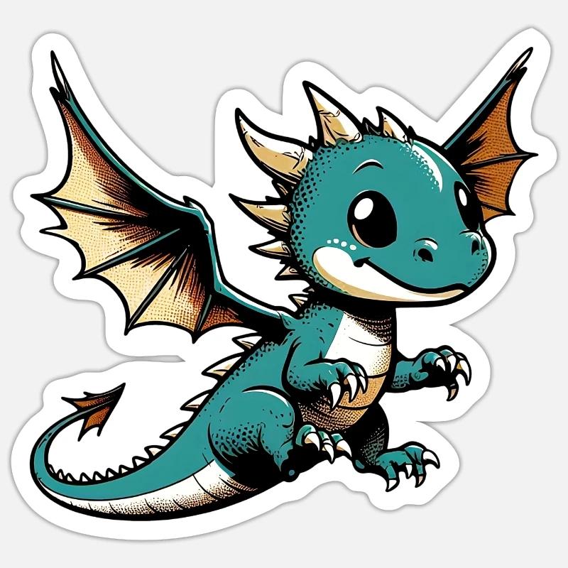 Dragon - Sticker taille S (10 x 10 cm) - blanc mat