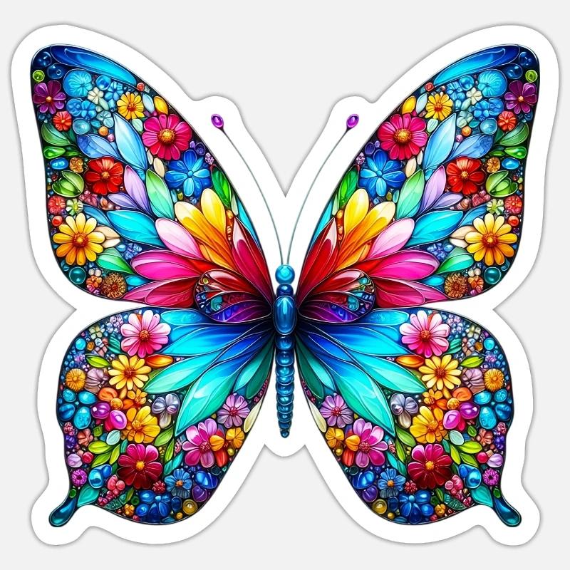 Papillon - Sticker taille S (10 x 10 cm) - blanc mat