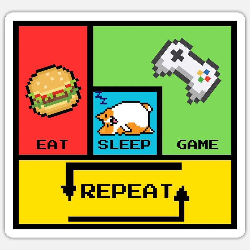 Eat, Sleep, Game, Repeat Sticker size S (10 x 10 cm)