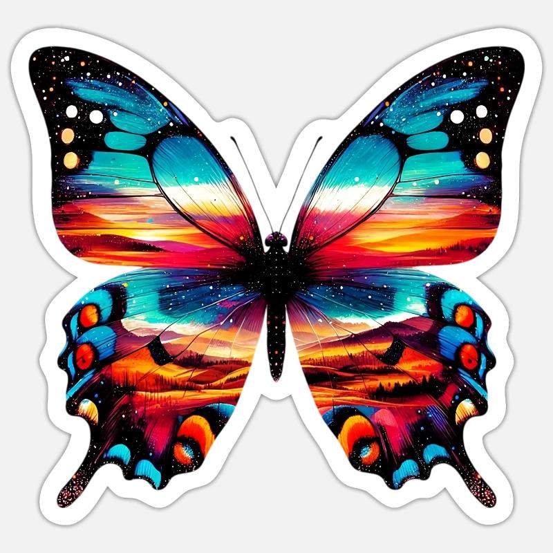 Papillon - Sticker taille S (10 x 10 cm) - blanc mat