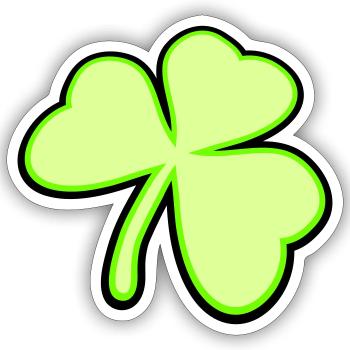 trèfle trois feuilles porte-bonheur symbole vert plante - Sticker taille S (10 x 10 cm) - blanc mat - Devant