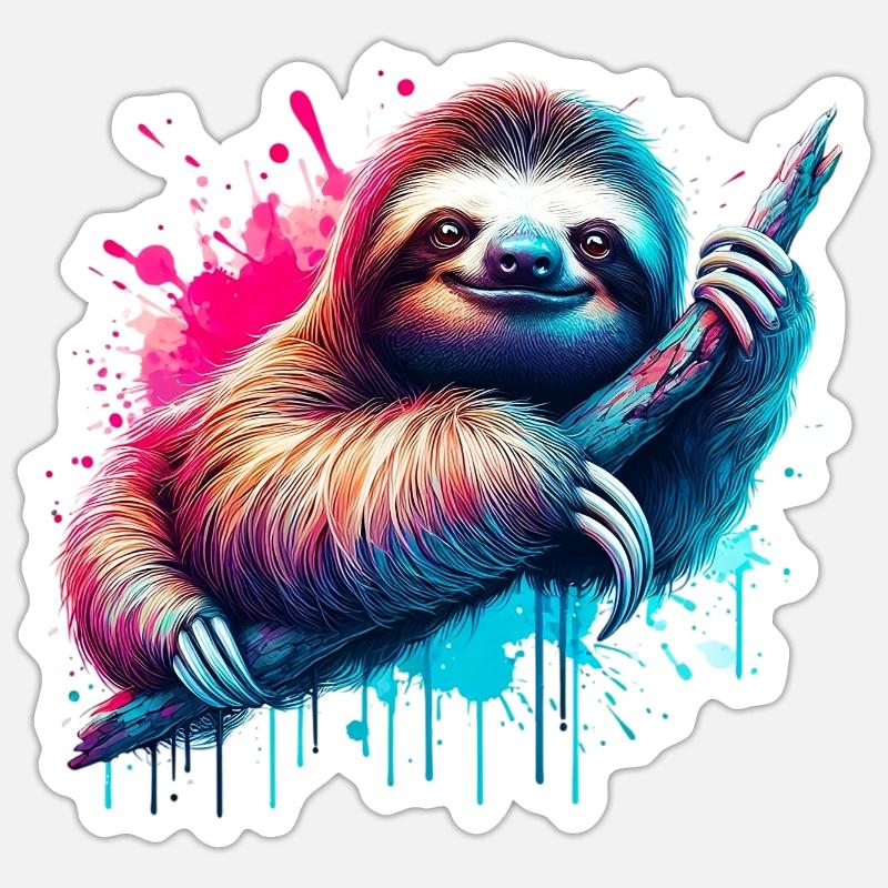 Faultier - Sticker Größe S (10 x 10 cm) - Mattweiß