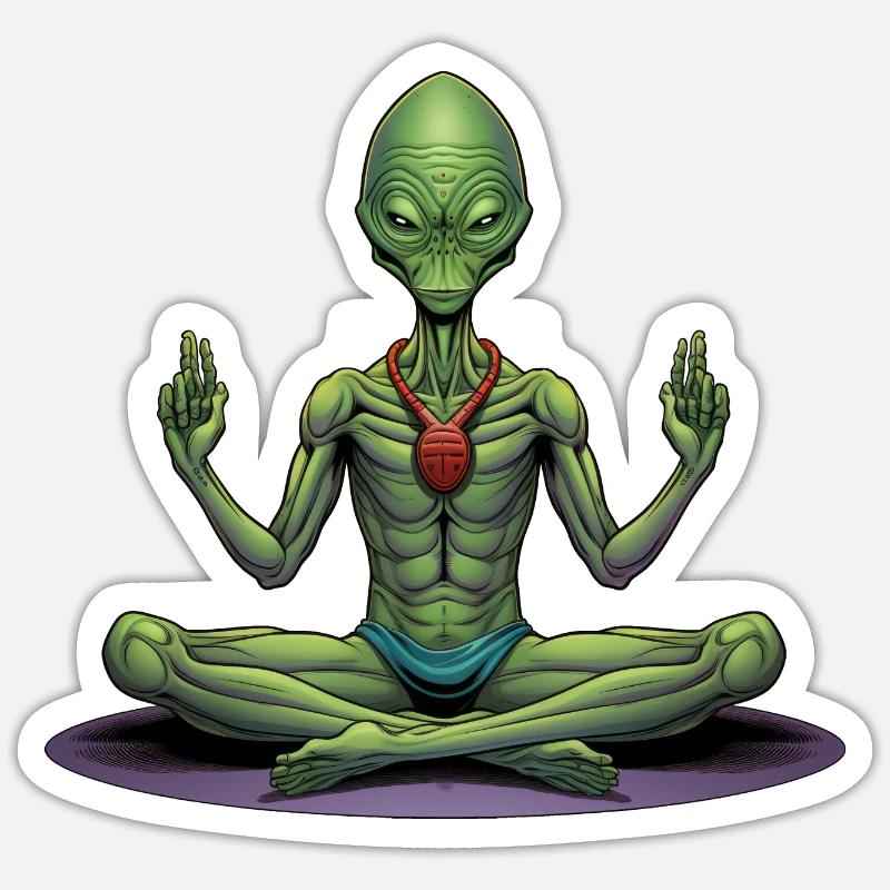 Alien Yogi - Sticker size S (10 x 10 cm) - white matte