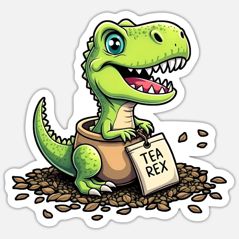 Tea Rex Dinosaurier Tee Sticker Größe S (10 x 10 cm)