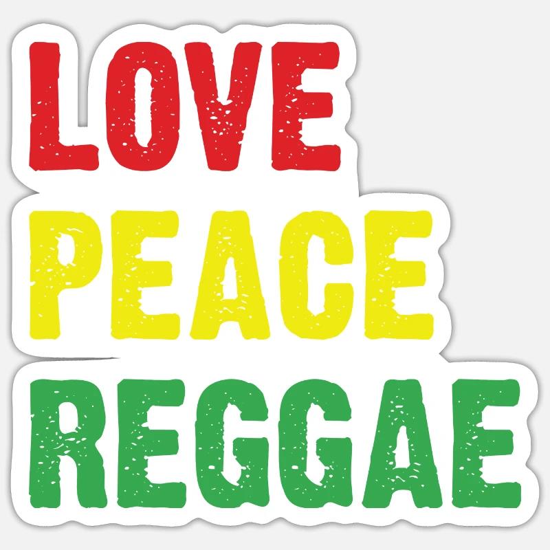 Amour Paix Reggae - Sticker taille S (10 x 10 cm) - blanc mat