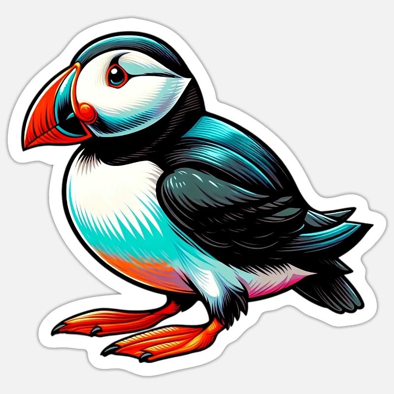 Puffin - Sticker size S (10 x 10 cm) - white matte