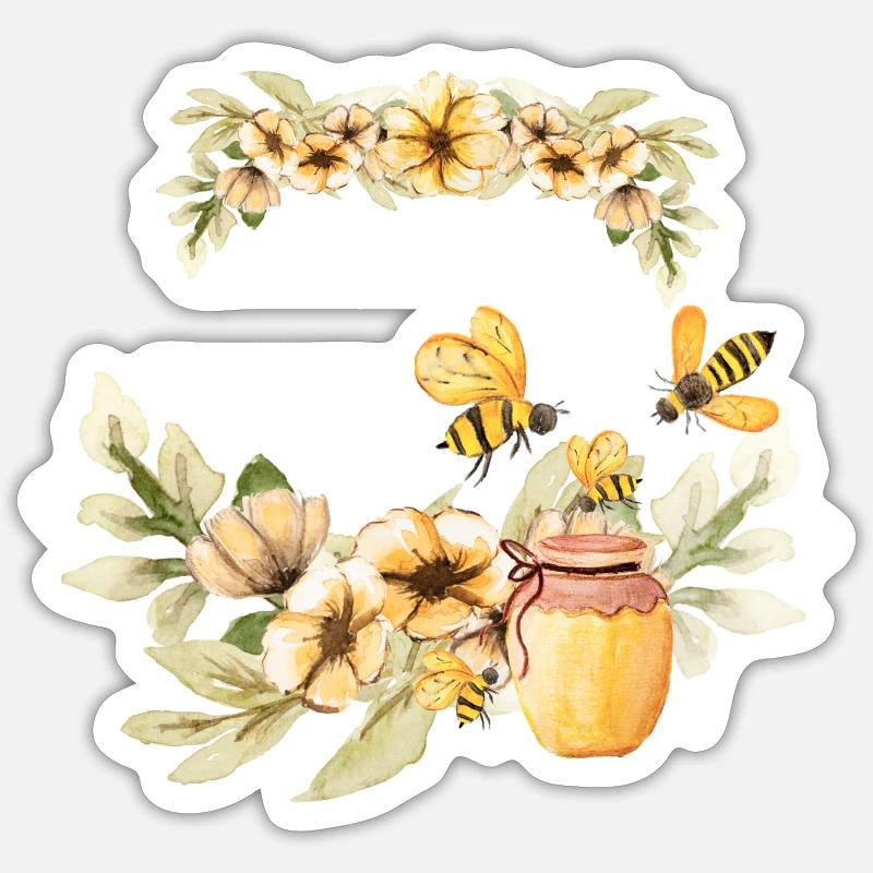 Honigtopf - Sticker Größe S (10 x 10 cm) - Mattweiß