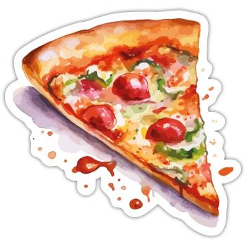 pizza - Sticker taille S (10 x 10 cm) - blanc mat - Devant
