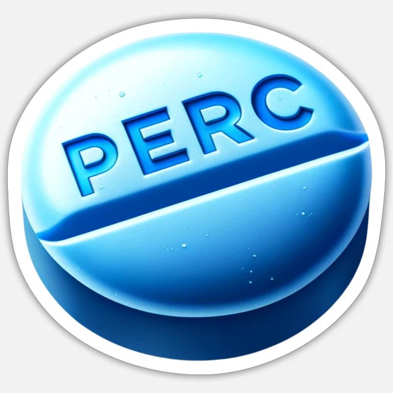Percocet Blue Pill with Engraving PERC Sticker size S (10 x 10 cm)