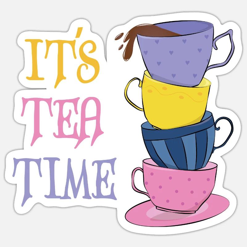 Es ist Teezeit Sticker Größe S (10 x 10 cm)