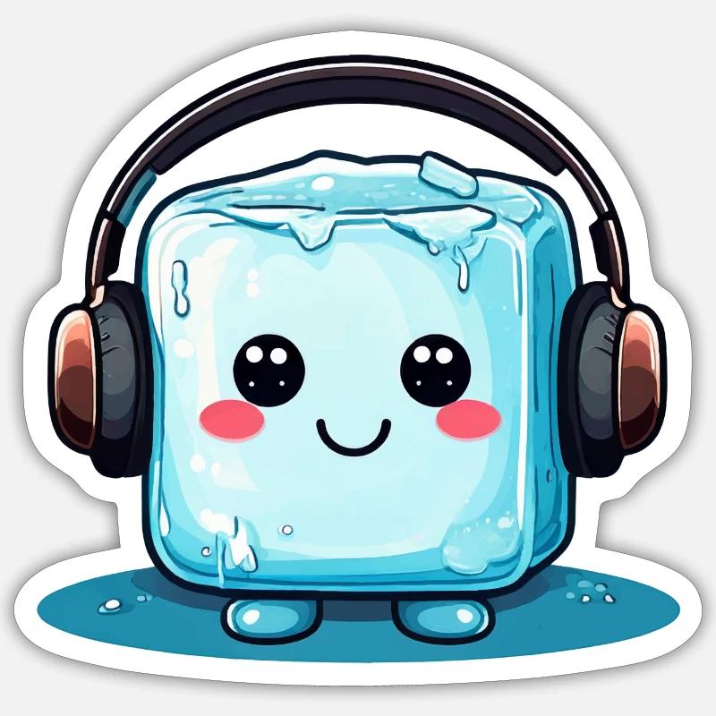 Lustiger Eiswürfel mit Gesicht Sticker Größe S (10 x 10 cm)