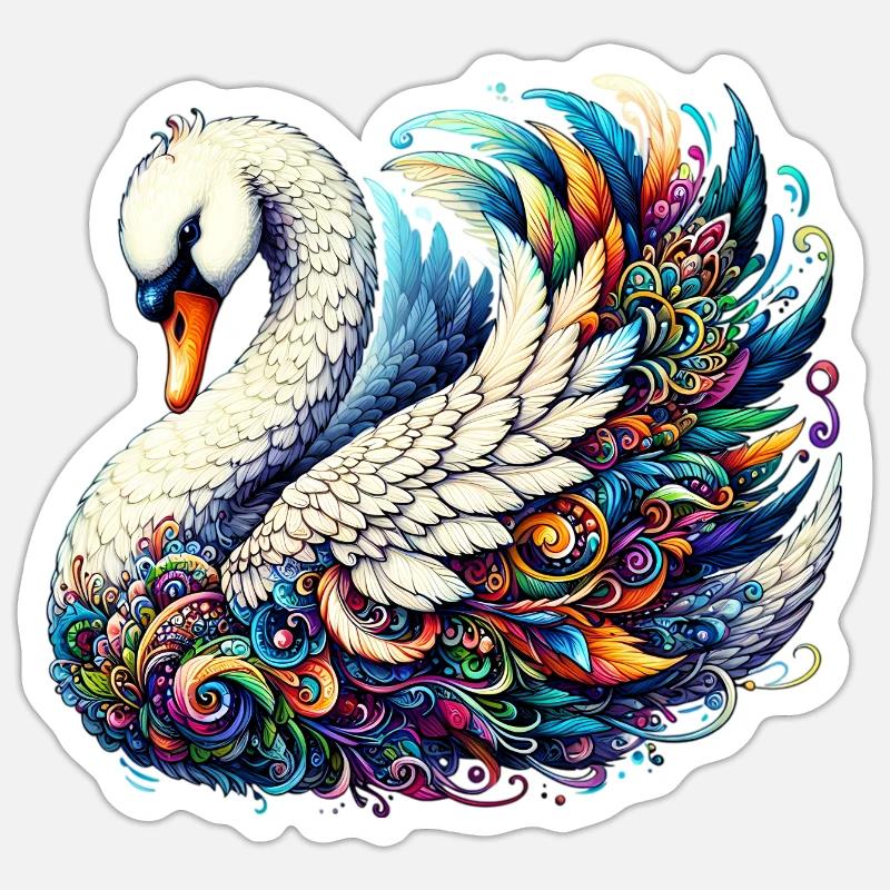 Schwan - Sticker Größe S (10 x 10 cm) - Mattweiß