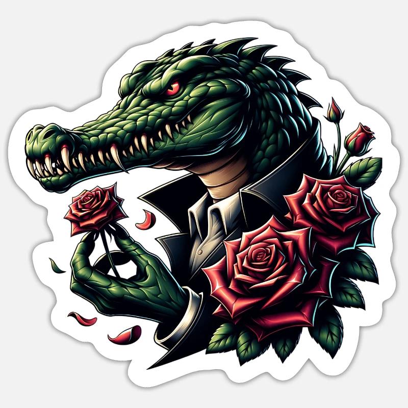 Crocodile - Sticker taille S (10 x 10 cm) - blanc mat