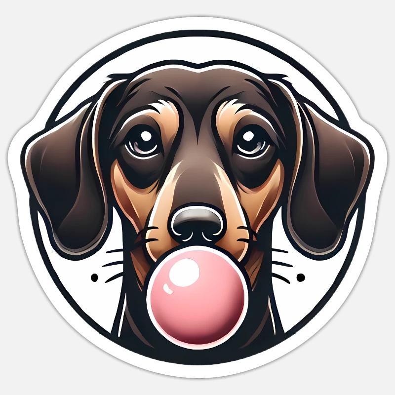Teckel avec graphique Bubblegum Sticker taille S (10 x 10 cm)