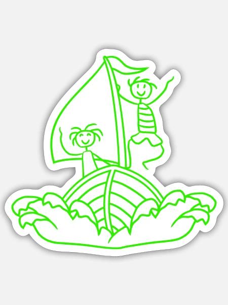 2 Kinder Segeln Spaß Zwei Geschwister Freunde Team - Sticker Größe S (10 x 10 cm) - Mattweiß