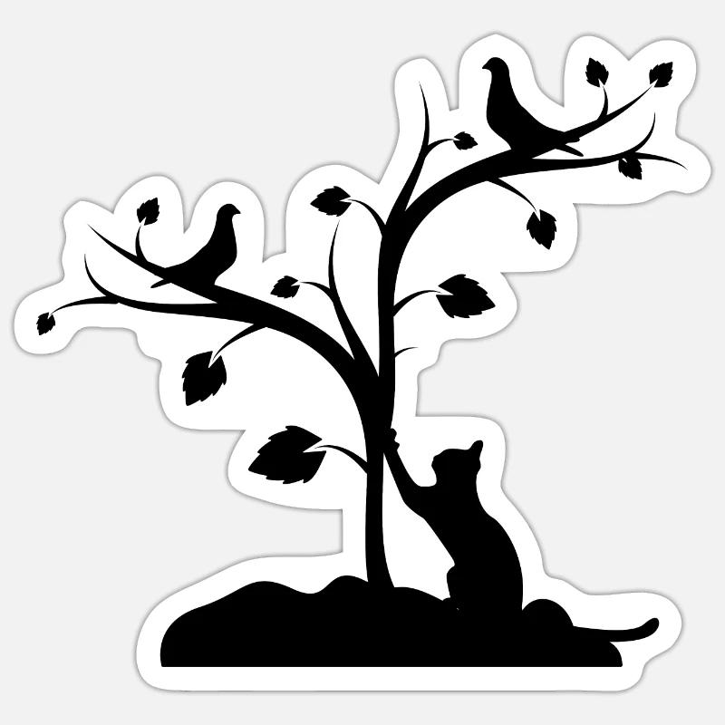 Katze - Sticker Größe S (10 x 10 cm) - Mattweiß