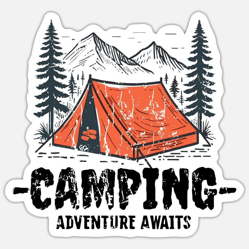 Camping-Kader - Sticker Größe S (10 x 10 cm) - Mattweiß
