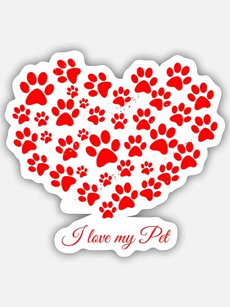 I love my pet - Ich liebe mein Haustier - Sticker Größe S (10 x 10 cm) - Mattweiß