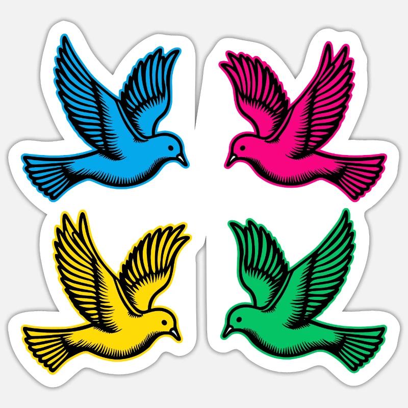 Tauben - Sticker Größe S (10 x 10 cm) - Mattweiß