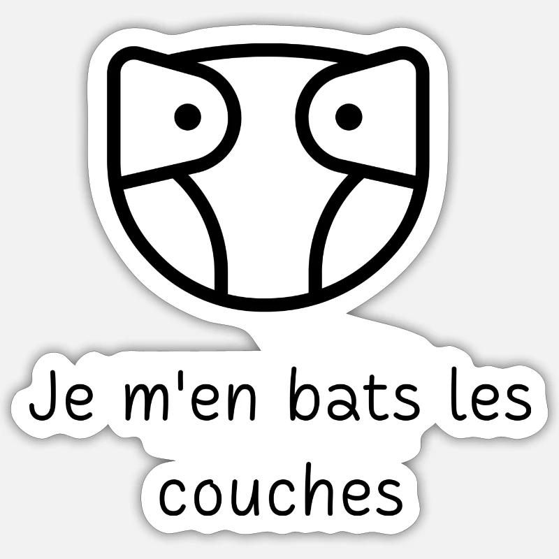 Je m'en bats les couches - Sticker taille S (10 x 10 cm) - blanc mat