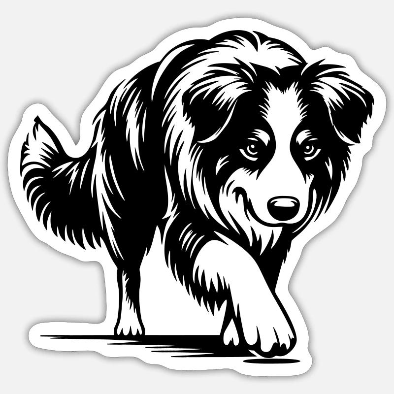 Berger australien - Sticker taille S (10 x 10 cm) - blanc mat