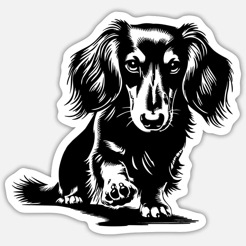 Dackel - Sticker Größe S (10 x 10 cm) - Mattweiß