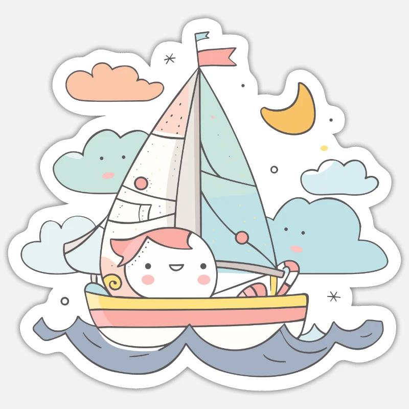 Sailing Comic Style Sticker size S (10 x 10 cm)